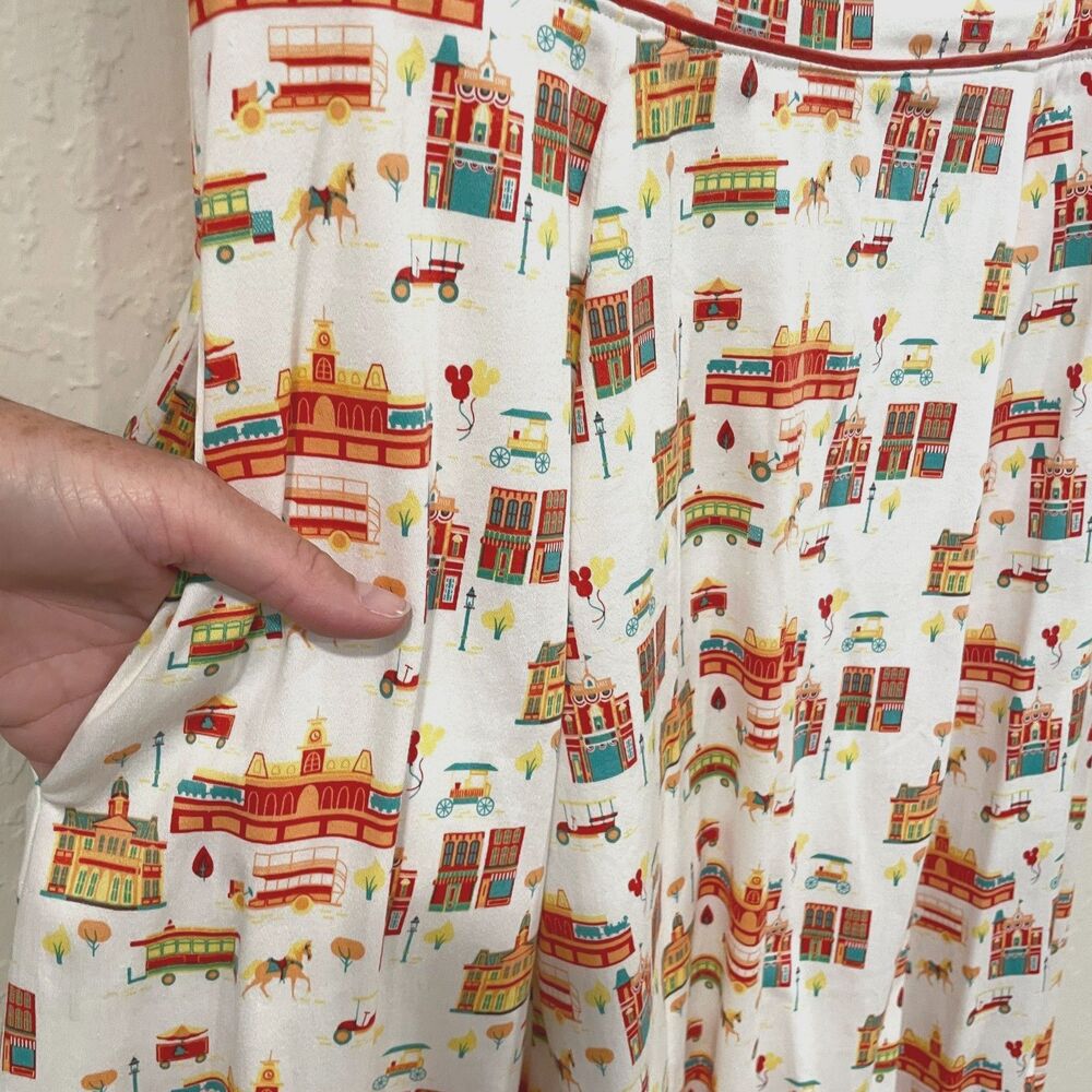 ~ Disney Dress Med (runs lg) Mickey Retro Vtg-Insp Sleeveless Midi Pockets Lined